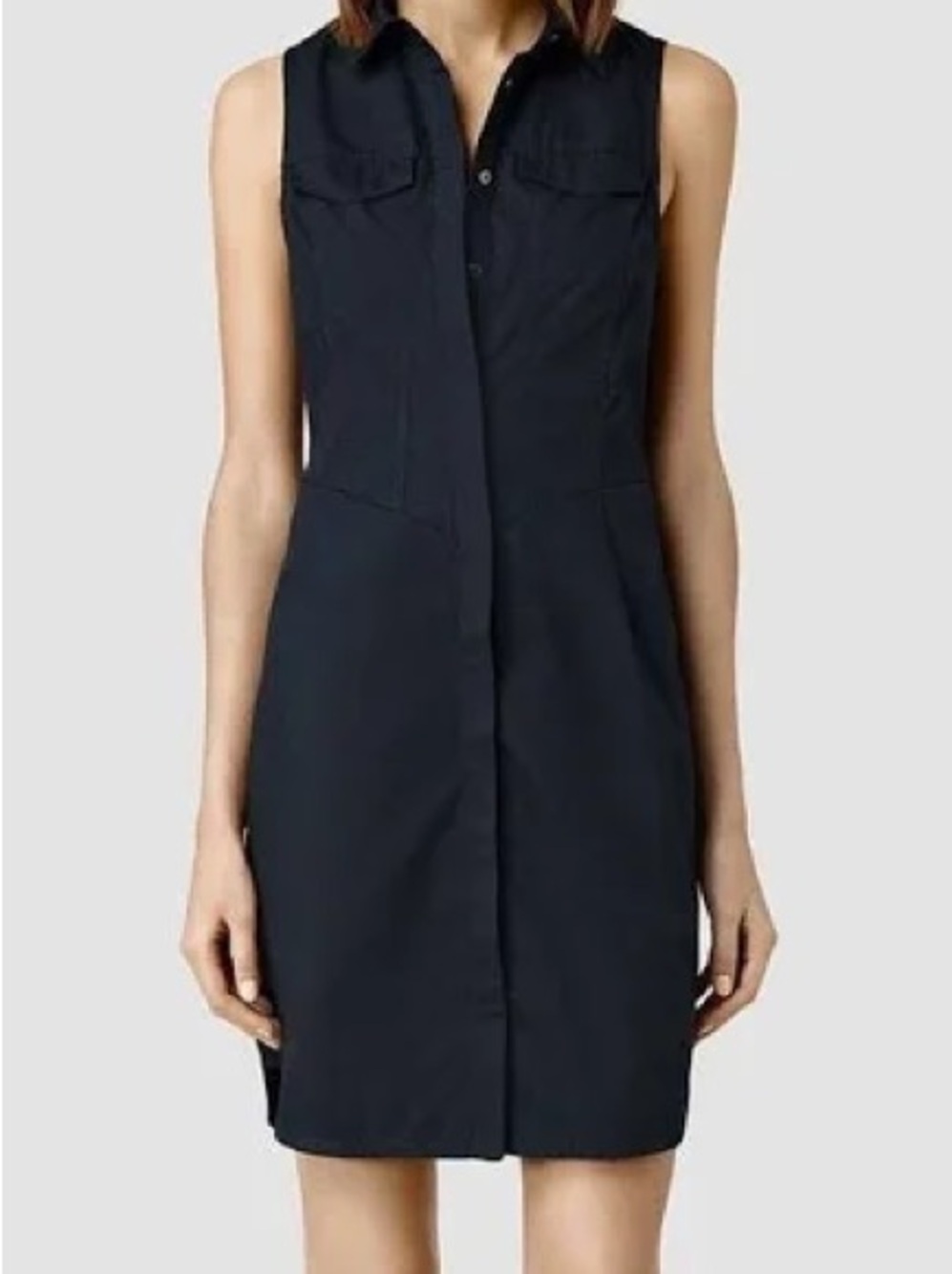 AllSaints Aimee Sleeveless Navy Shirt Dress